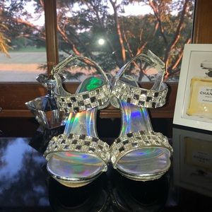 Silver Rhinestone Heels